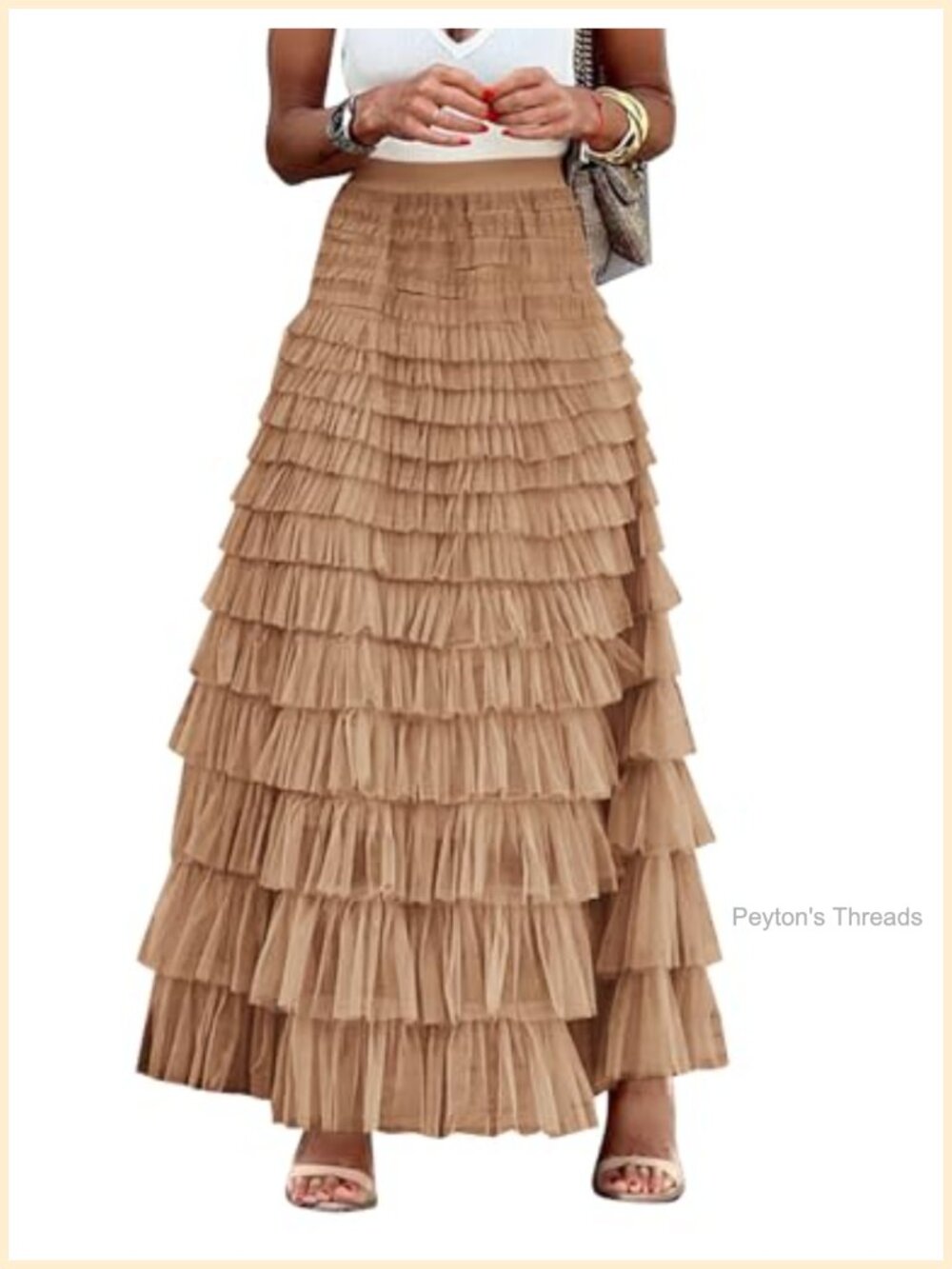 Women's Tulle Maxi Skirt A-Line Layered Ruffle Flowy